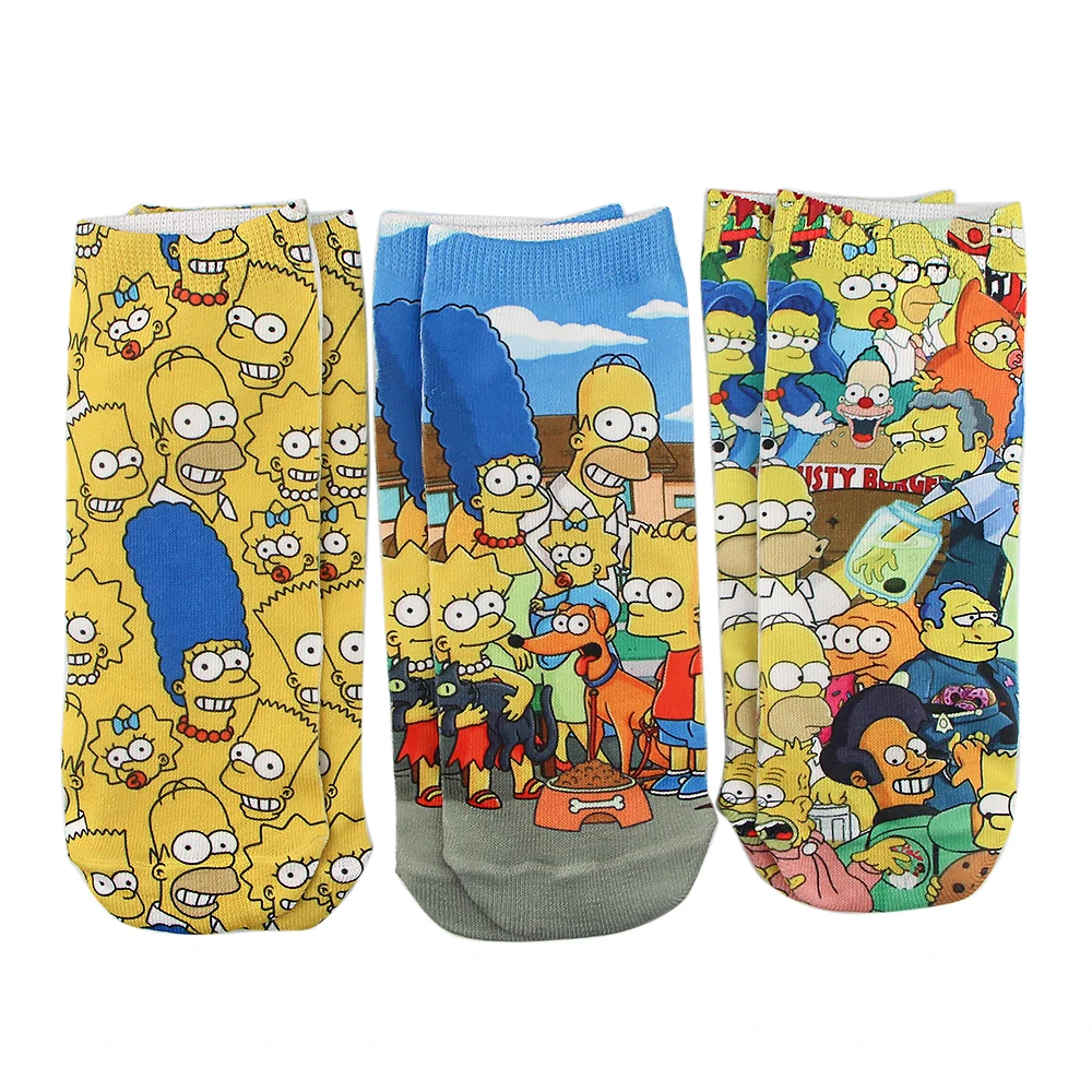 

K2266 1 Pair Ankle Socks Casual Novelty Colorful Autumn Happy Short Socks Cartoon Funny Socks