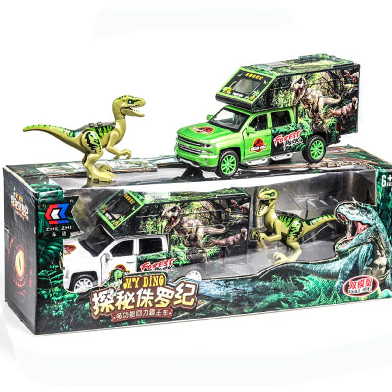 1:32 Jurassic грузовик автомобиль динозавр игрушка автомобиль металлические Игрушки Diecasts& Toy транспортные средства модель автомобиля со светом и звуком автомобиль игрушки для детей