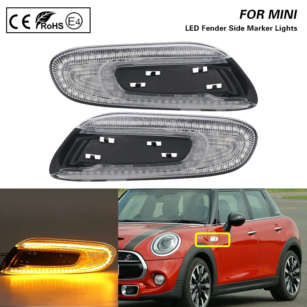 2X для Mini Cooper F55 F56 F57 Светодиодный Маркер крыльев светильник боковой маркер