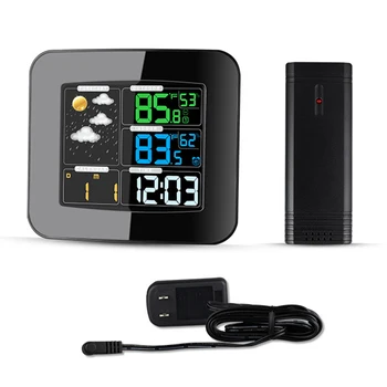 

Snooze Function ABS Desktop With Bracket LCD Display Free Standing Digital Thermometer Weather Clock Humidity Wireless Sensor