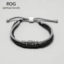 925 пробы Серебряный счастливый браслет с мантрой для мужчин двухслойный Регулируемый Тибетский ручной работы узлы счастливый Плетеный веревочный браслет