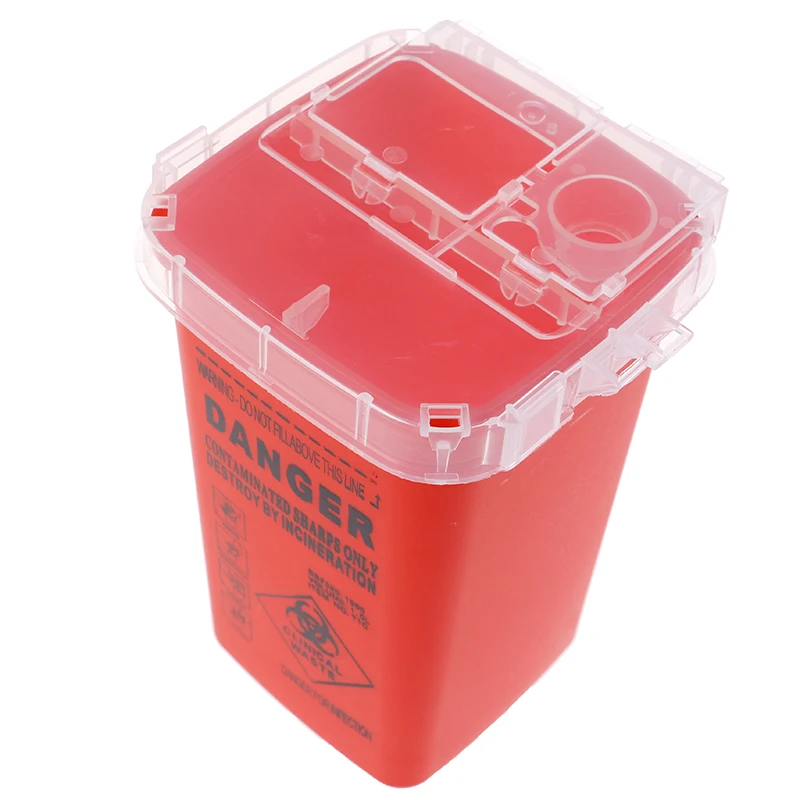 1L Capacity Sharps Container Medical Needles Bin Biohazard Tattoo Piercing Needles Disposal Collect Box Tattoo Artist Waste Box
