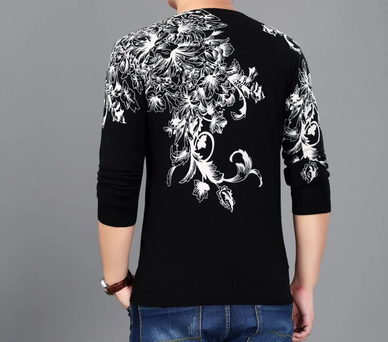 Мода Trui Флора Gedrukt Trui Heren Erkek Kazak Pull Homme Hiver Slim Fit Pull Homme Trui Heren Chompas Hombre