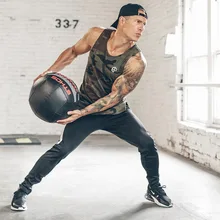 Мускул мальчик фитнес Brothers темно-синий Камуфляжный жилет мужской Летний Стиль дышащий Быстросохнущий мужской спортивный жилет