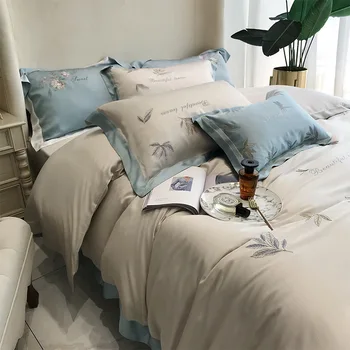 

High-End LF Hyaluronic Acid Austria Lenzing Tencel Four-piece Set Summer 60 Bare Sleeping Sheet Fitted Bed Sheet Quilt Cover Bed