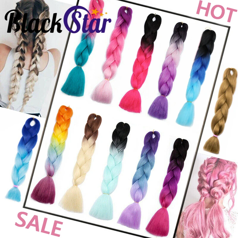 Black Star Braiding Hair Synthetic Jumbo Hair Ombre 24 Inch 100g/Pcs Hairs Crochet Box Braids Colors Extensions for Women