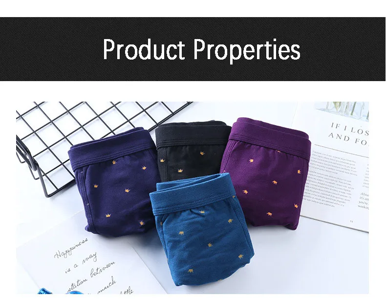 DEWVKV 3PC Hot Sale Underwear Men's Panties Boxer Shorts Sexy Cotton Healthy Comfortable Gay Underp Plaid Printing Pattern Fly