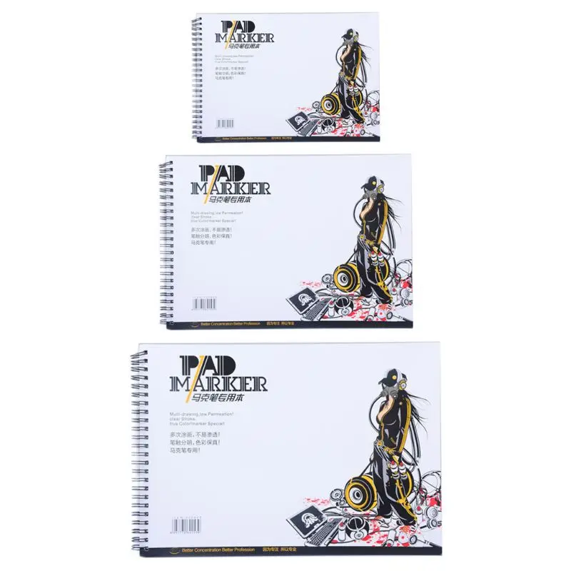 

34 Sheet A3/A4/A5 Professional Marker Paper Spiral Sketch Notepad Book Painting