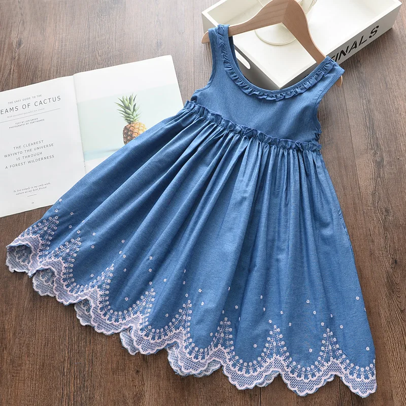 Summer Girls' Dress Pure White Temperament Embroidery Casual Sleeveless Party Princess Dress Children'S Baby Kids Girls Clothing girls dress princess costume