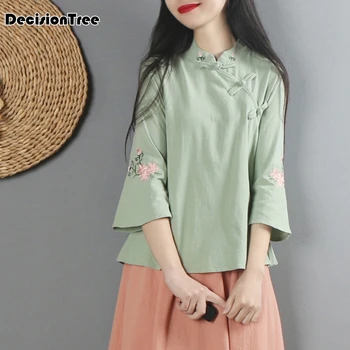 

2020 long sleeve cotton tang suit top men kung fu tai uniform shirt blouse traditional chinese clothes clothing