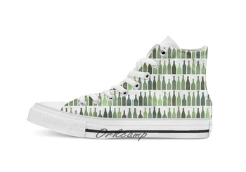 

Seamless pattern wine bottles Custom Casual High Top lace-up Canvas shoes sneakers Drop shipping