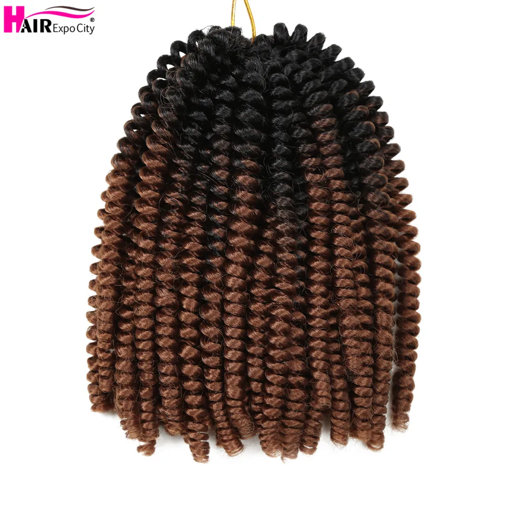 8Inch Spring Bomb Twist Crochet Hair Crochet Braiding Hair Extensions Synthetic Ombre Fluffy 30strands/pack Hair Expo City