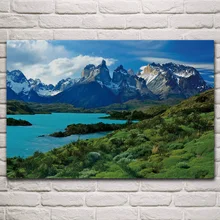 

Chile andes peoe pehoe lake mountains nature landscape fabric posters on the wall picture home art living room decoration KN717