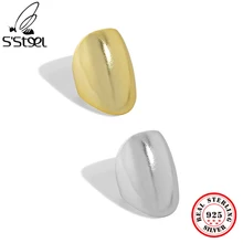 

S'STEEL 925 Sterling Silver Minimalist Design Geometric Oval Ear Clip Earrings For Women 2021 Earing Fine Accessories Jewellery