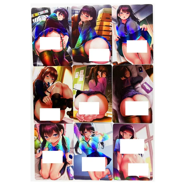 9pcs/set Black Silk Girl Toys Hobbies Hobby Collectibles Game Collection Anime Cards