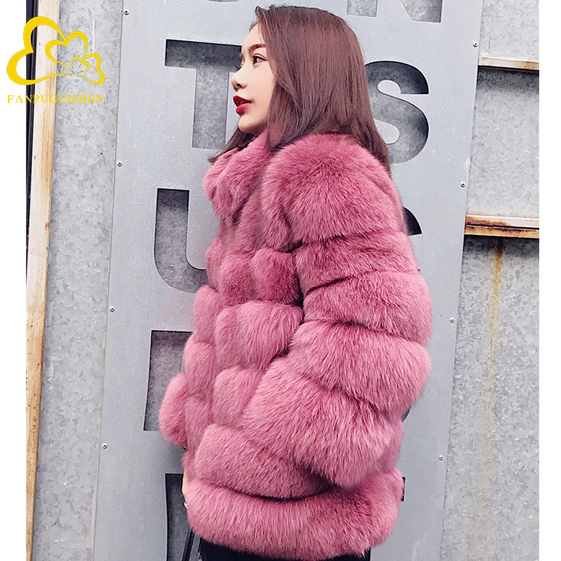 FANPUGUIZHEN S-3XL Winter Luxury Faux Fox Fur Coat Slim Long High Quality Faux Fur Jacket Women Thicken Warm Fake Fur Coats long puffer coat