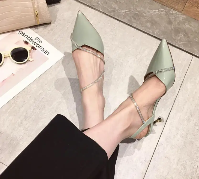 

Sandals female 2019 new wave summer and autumn pointed popular ladies high heels rhinestones