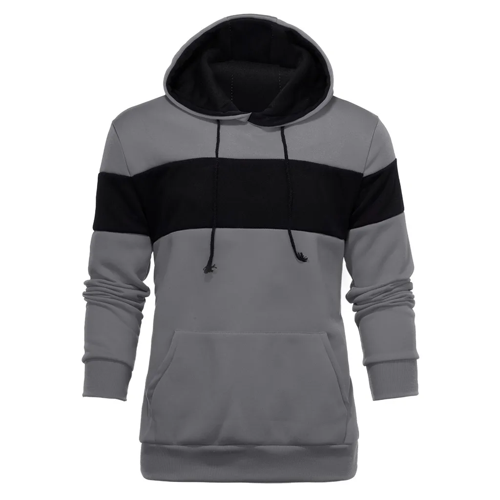 Stripes 3-color stitching Men Skateboarding Hooded Casual Jackets Long-sleeved Hooded Man Autumn Hoodies High quality - Цвет: GY
