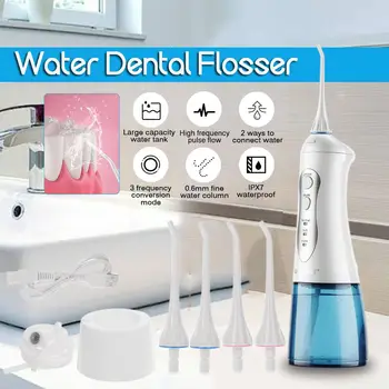 

200ml 3 Modes Rechargeable Electric Oral Irrigator Dental Water Flosser Waterproof Teeth Cleaner Floss Tooth Pick 4 Jet Tips