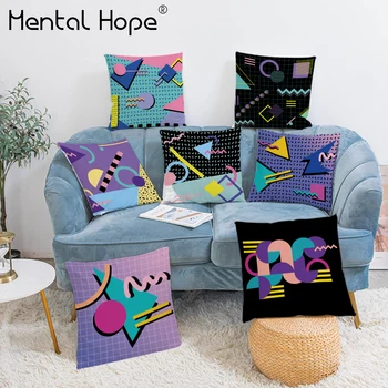 

Circle Printed Cushion Cover Handmade Triangles Pattern Throw Pillow Cover Plush Home Decor Pillowcase Square Funda Cojin