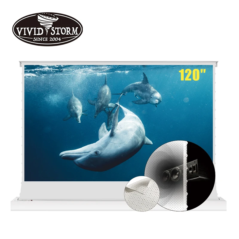 

VIVIDSTORM 120 inches Electric Projector Screen with Stand Acoustically Perforated White cinema Screen Material for HD projector