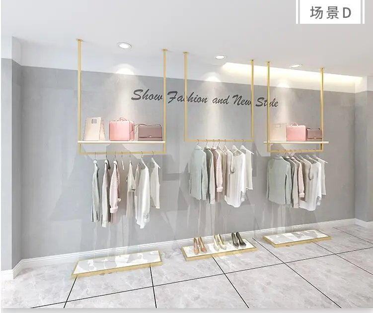 Kameel doel ongeluk Kleding Winkel Kledingrek Display Rack Vrouwen Trouwjurk Plank Plafond  Opknoping Kledingrek Goud Op De Muur - AliExpress