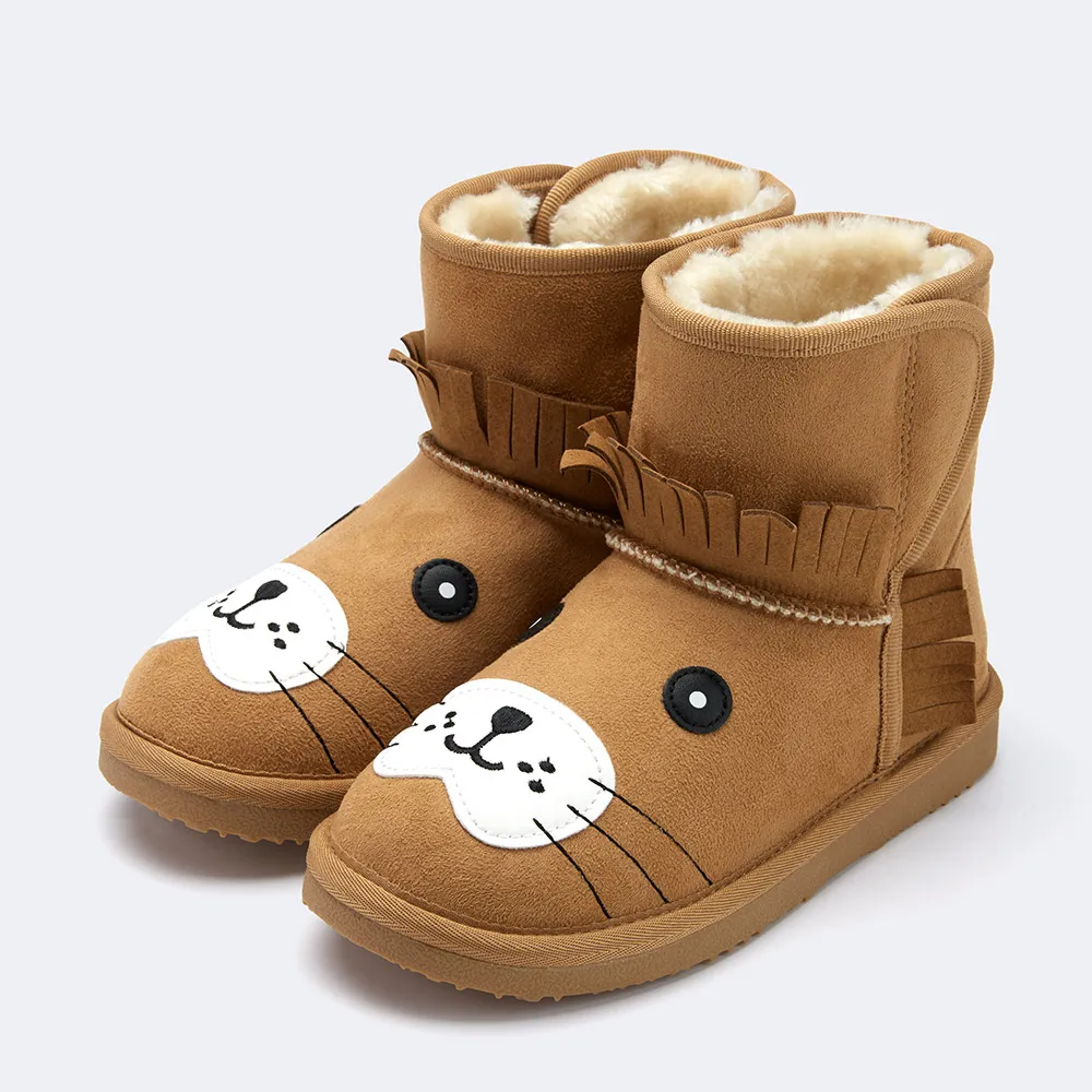 Balabala Girls short boots children's snow boots boys winter new boots baby warm children's shoes - Цвет: Deep yellow earth