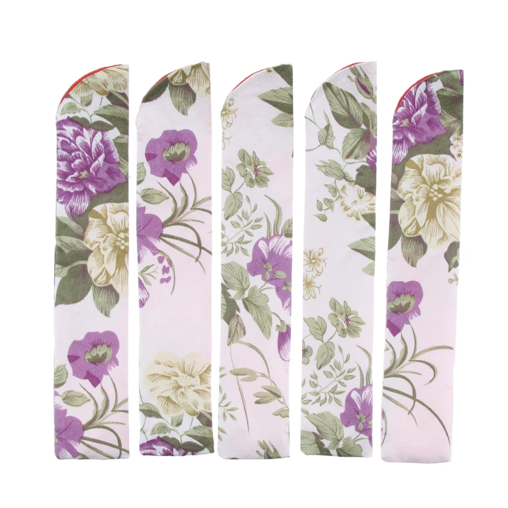

5 Pack Japanese Vintage Floral Pattern Fans Storage Foldable Pocket Fan Sleeve Bag Pouch