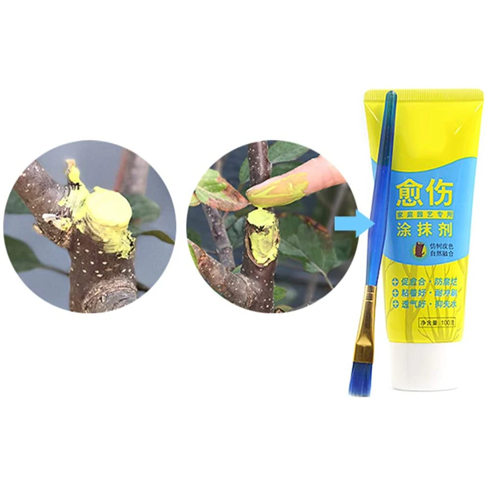 Tree Wound Bonsai Cut Paste Smear Agent Pruning Compound Sealer with Brush For Garden Plant Grafting and Wound Treatment 