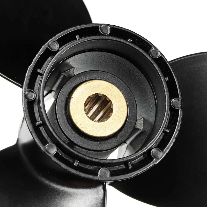 Outboard Propeller 58100-93723-019 For Suzuki 8-20Hp 9 1/4 X 9 Aluminum Alloy 3 Blade Black 10 Spline Tooth R Rotation