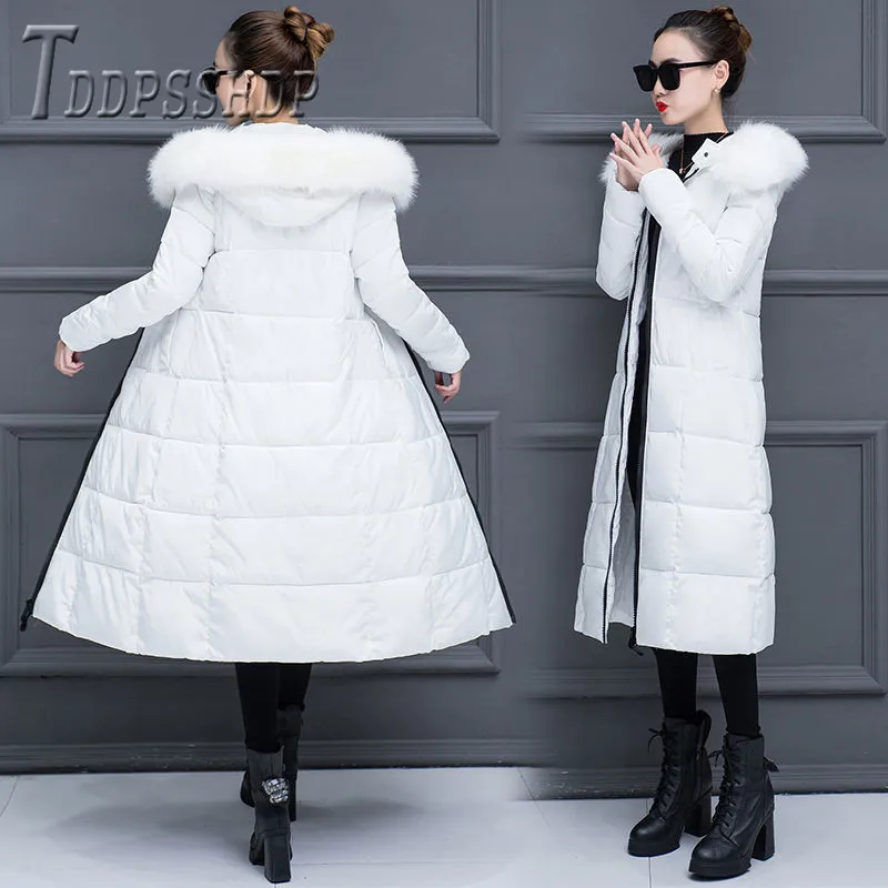 Bread Style Long Women Parkas Slim Fashion Hoodie Plus Size Female Coat