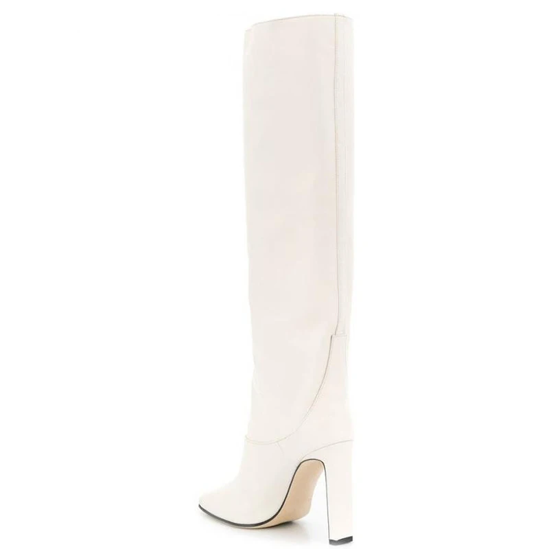 WETKISS/Сапоги до колена женские сапоги на высоком толстом каблуке обувь для вечеринок с квадратным носком женская модная обувь Дамская зимняя обувь размера плюс 35-48