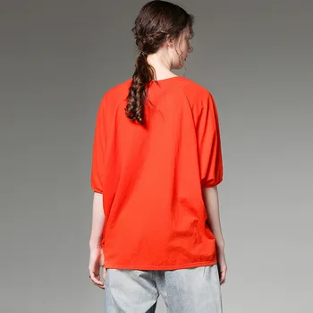 

WOMENGAGA 2020 Summer New T-Shirt Womens Large Size Personality Irregular Solid Short Sleeve V-neck Fashion Casual Loose A148