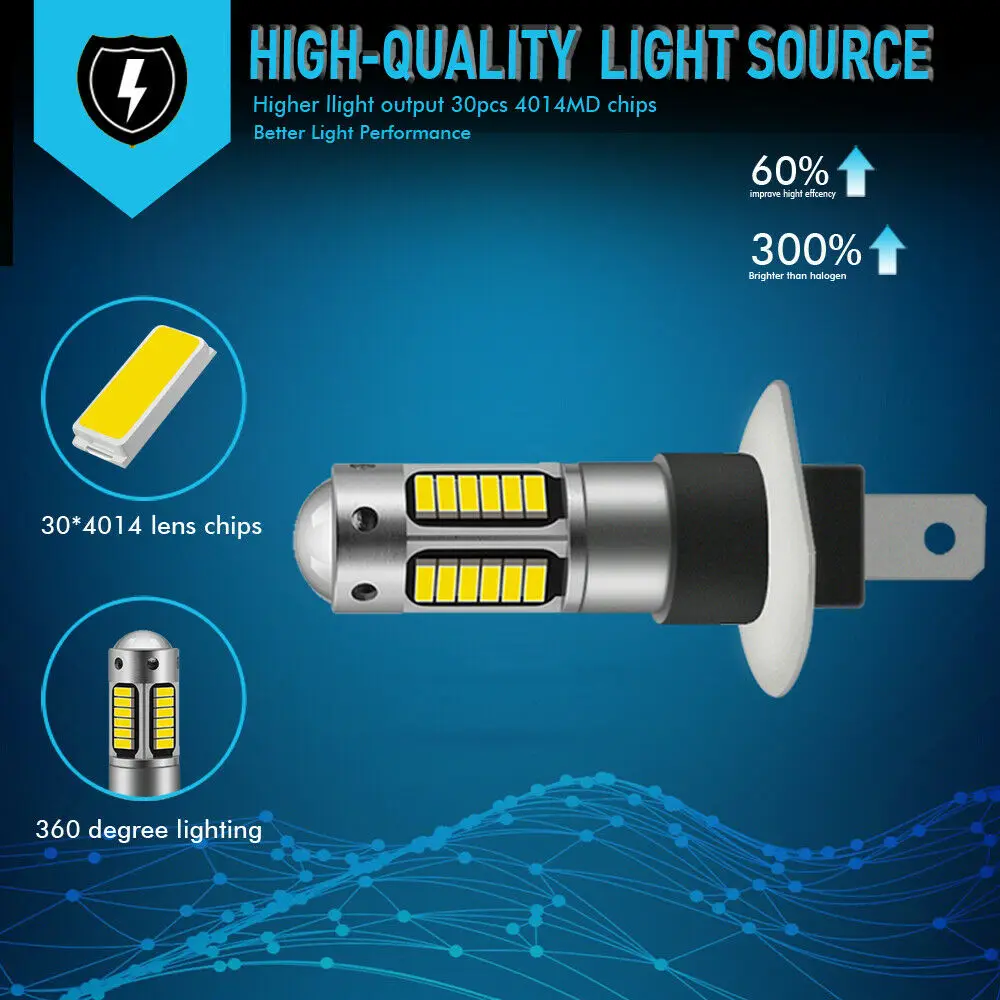 

LED Fog Light Lamp Trim White Xenon 2x 6000K DC 12V To 24V Fog Driving Lights H1 HID High Beam Bulbs Parts New