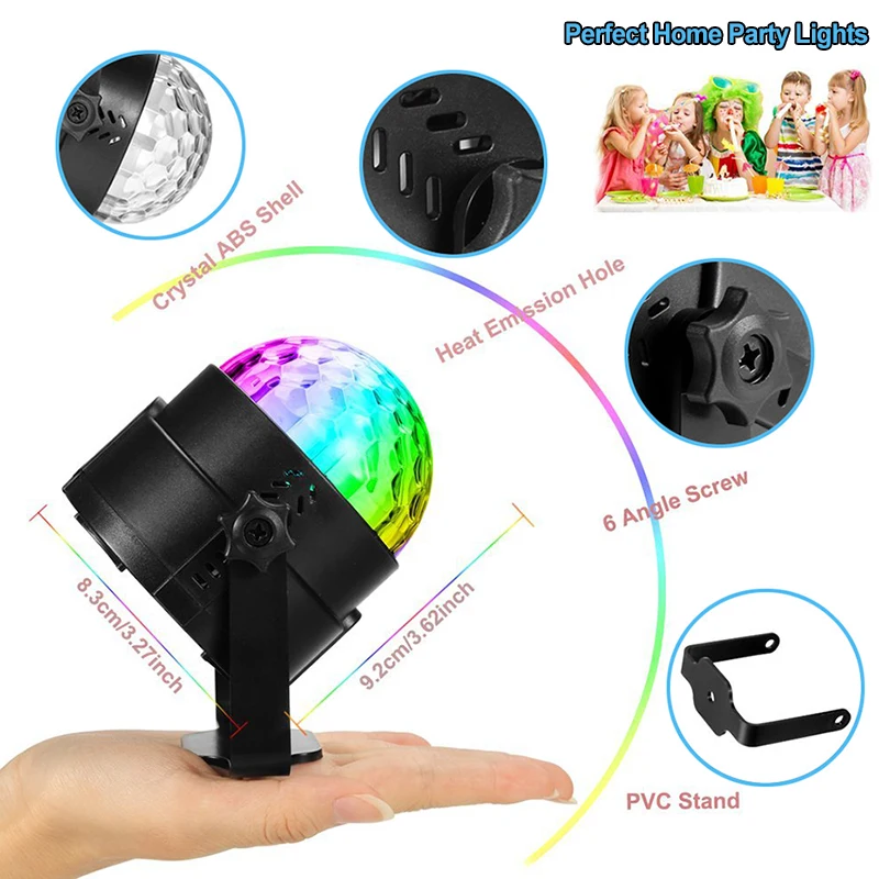 Christmas LED Disco Light Soundlights Party Lights Disco Ball Sound Activated Strobe DJ Stage Lamp For Home Halloween Projector