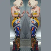 Красочные блестящие жемчужные Кристаллы Длинные платья женские День Рождения Праздновать Прозрачное платье сценический танцевальный костюм DS