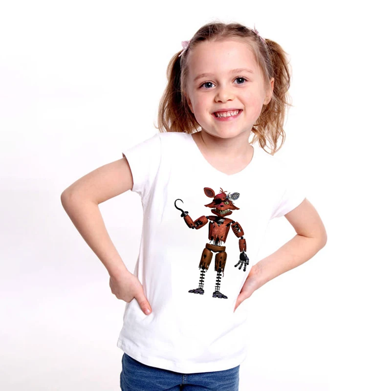 Детская футболка с рисунком «пять ночей с Фредди»/«Фокси», футболки с короткими рукавами в стиле «хип-хоп», футболка для маленьких мальчиков и девочек, футболки с объемным рисунком