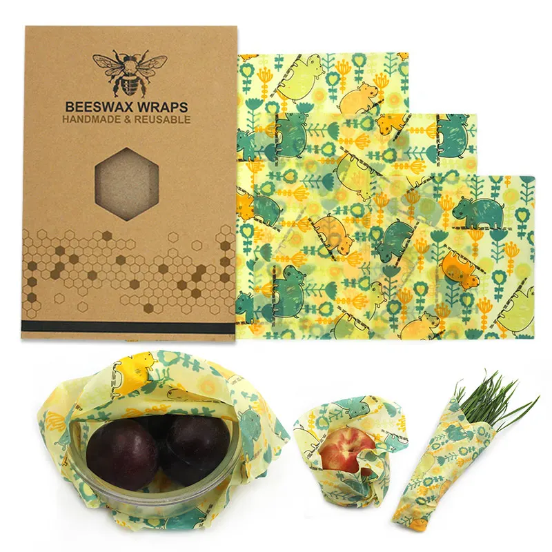 

Reusable food beeswax cloth bee wrapped food packaging kitchen supplies storage bag green storage bag cover package