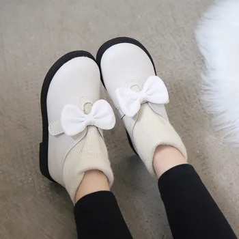 

Kids Boots Autumn Winter Fashion Girls Leather Boots Children Bow Tie Princess Booties for Toddler Soft Sneakers