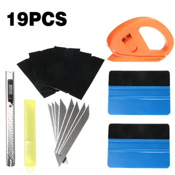 

New 19pcs/set Car Wrap Vinyl Tools Carbon Fibre Felt Squeegee Window Tinting Hand Tools Set Application