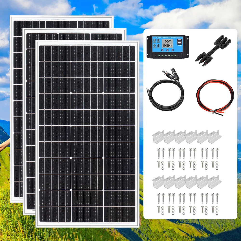 Panel solar fotovoltaico, 100W, 12 voltios, 200W, 300W, 400W, Ideal para  cargar baterías de 12 V, autocaravana, jardín, Camper, barco|Células solares|  - AliExpress