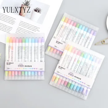 

12pcs/set Eyecare Double Head Highlighters 12 Colors Art Marker Pens for Graffiti Painting Watercolor Pen Mildliner Stationery