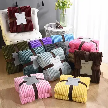 

Yellow Soft Warm Coral Fleece throw blanket for bed Winter Sheet sofa blanket Portable Car Travel Blanket dropshipping