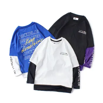 

Children Boys T-Shirts 2020 Spring/Autumn Fashion Kids Patchwork Tops For School Big Boys 6 8 10 12 14 Years Bottoming Shirts D