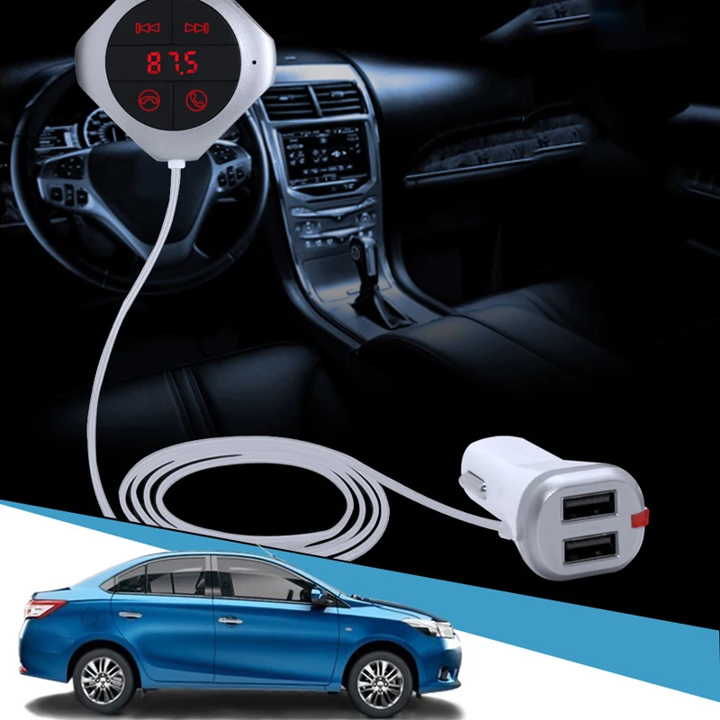 Автомобильный Bluetooth FM передатчик Громкая связь вызов аудио приемник авто MP3 плеер двойной USB быстрое зарядное устройство автомобильные аксессуары голосовая навигация