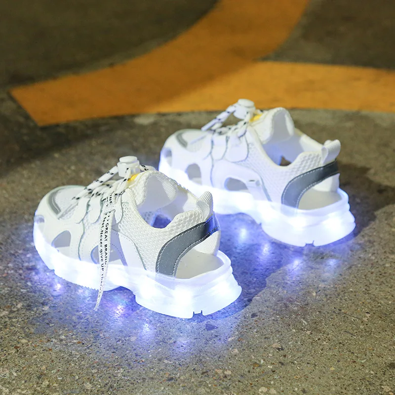 children's shoes for adults LED Children's Casual Sandals Kids Shoes for Girls Glowing Shoes USB Charged Baby Boy Luminous Sandals Lace Up Sports Sandals children's shoes for sale