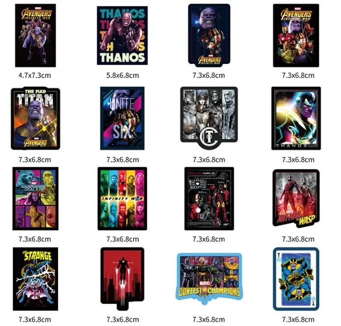 108 шт. Marvel наклейки "Мстители" для телефона, ноутбука, автомобилей, стилей, мотоцикла, багажа, ноутбука, крутые супер стикеры героев набор бомб наклейки