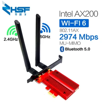 

Dual Band 2.4Gbps WiFi-6 AX200 Gigabit Network Card Pcie Wifi Bluetooth 5.0 Wireless Adapter For Pc Desktop Windows 10