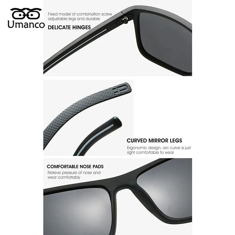 Umanco Новые Классические Поляризационные солнечные очки пилота для женщин и мужчин PC Рамка Объектив переменного тока модный бренд пляжные аксессуары для путешествий подарки