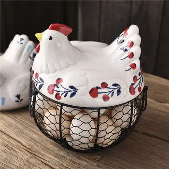 

Hen Storage Basket Iron Basket Egg Basket Potato Garlic Container Decoration Hollow Container Basket